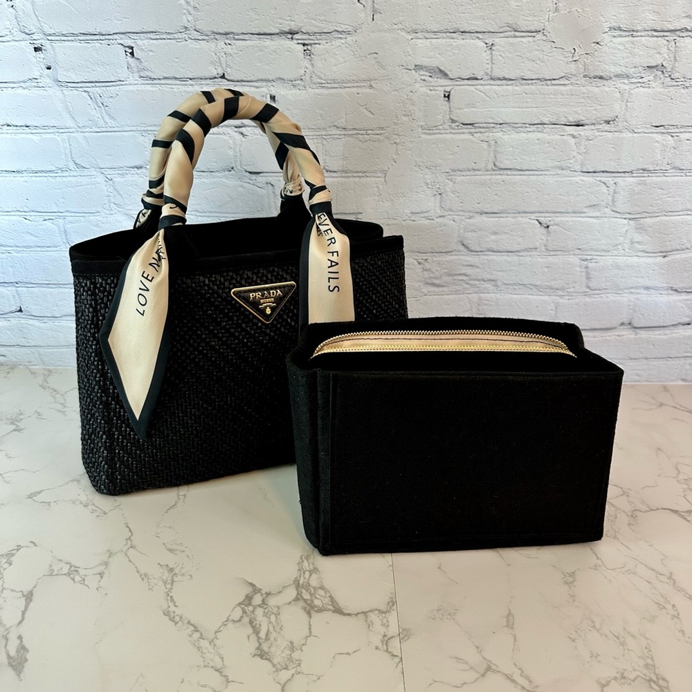 🖤 PRADA Canapa Straw & Canvas Black Tote 🖤 ✨NEW✨